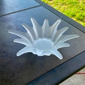 Retro sunburst frosted glass ashtray or candleholder